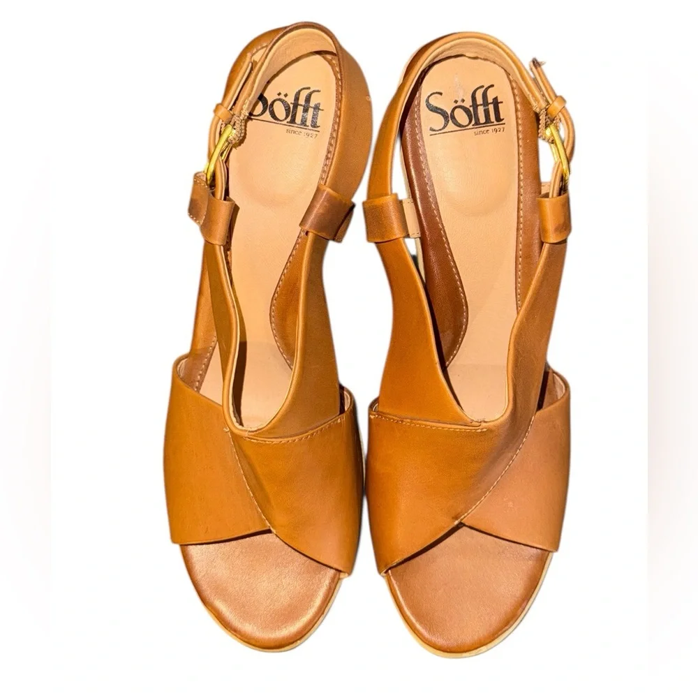 Sofft Tan Heeled Slingback Clogs Women’s Size 9 M